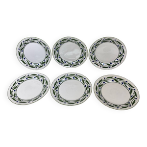 6 assiettes plates décorées