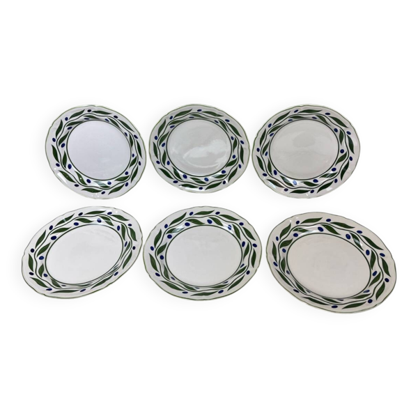 6 assiettes plates décorées