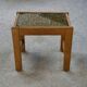 Solid oak side table with fabric decoration top