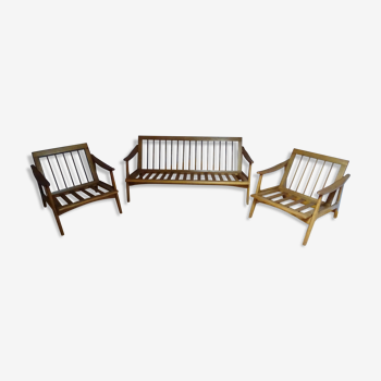 Scandinavian lounge bench and two armchairs