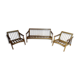 Scandinavian lounge bench and two armchairs