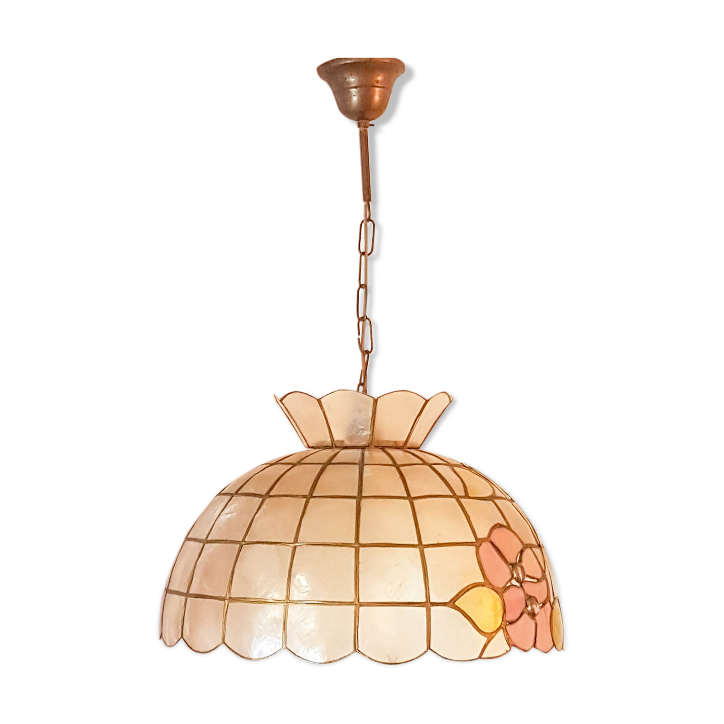 Suspension en nacre de Capiz Art déco style Tiffany