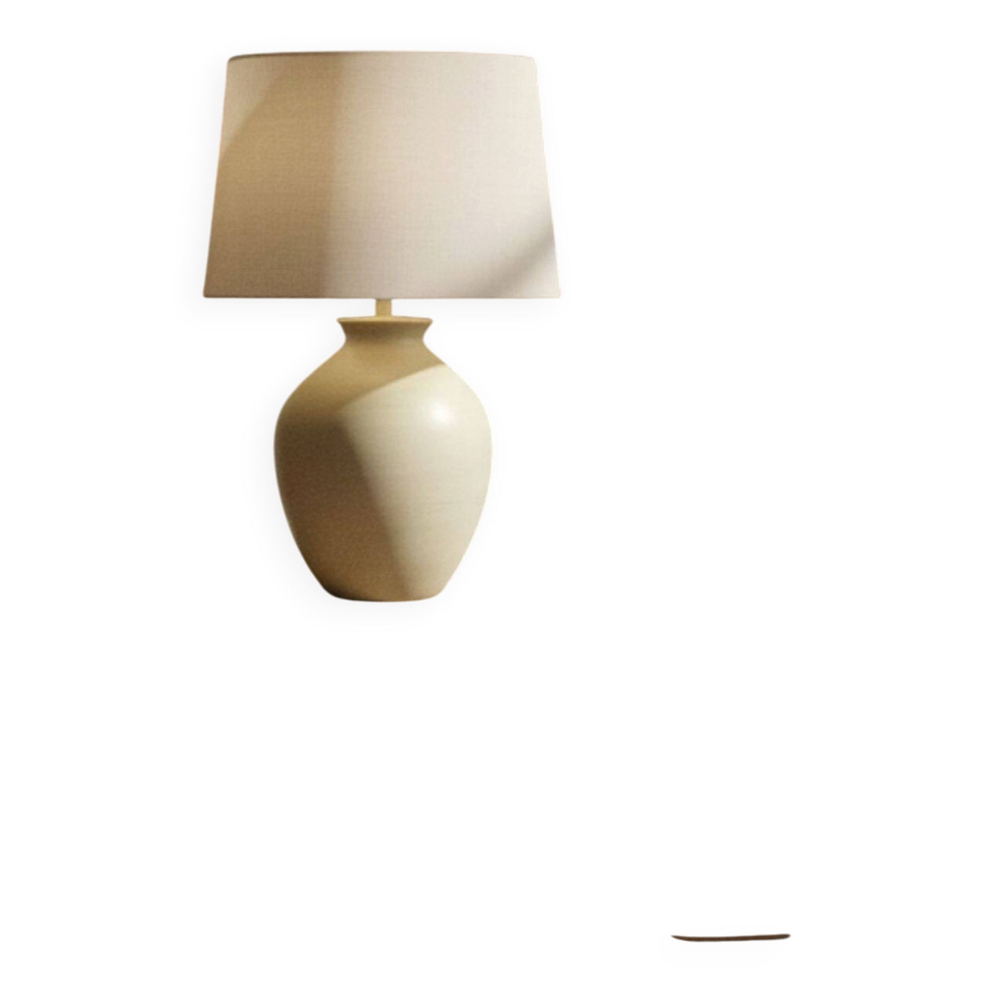 Ceramic lamp base turned in sand colour, organic shape.