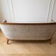 Louis XV style basket canapé in wood and beige fabric.