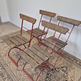 Set of 4 folding chairs for old bistro, guinguette, brasserie
