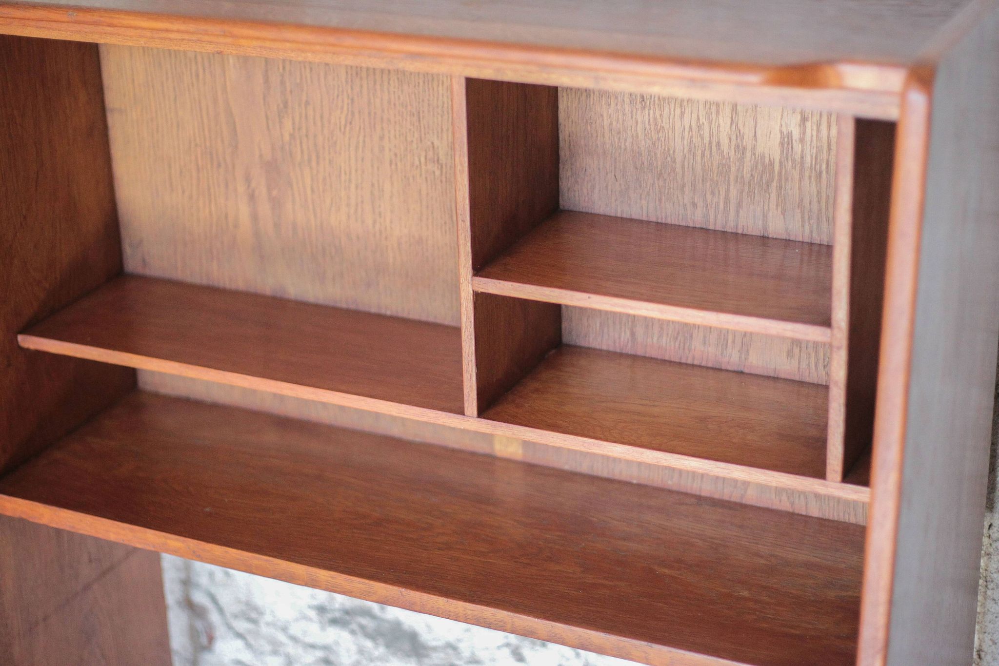 Vintage wooden furniture, Roger Landault shelf for ABC, 1950s.
