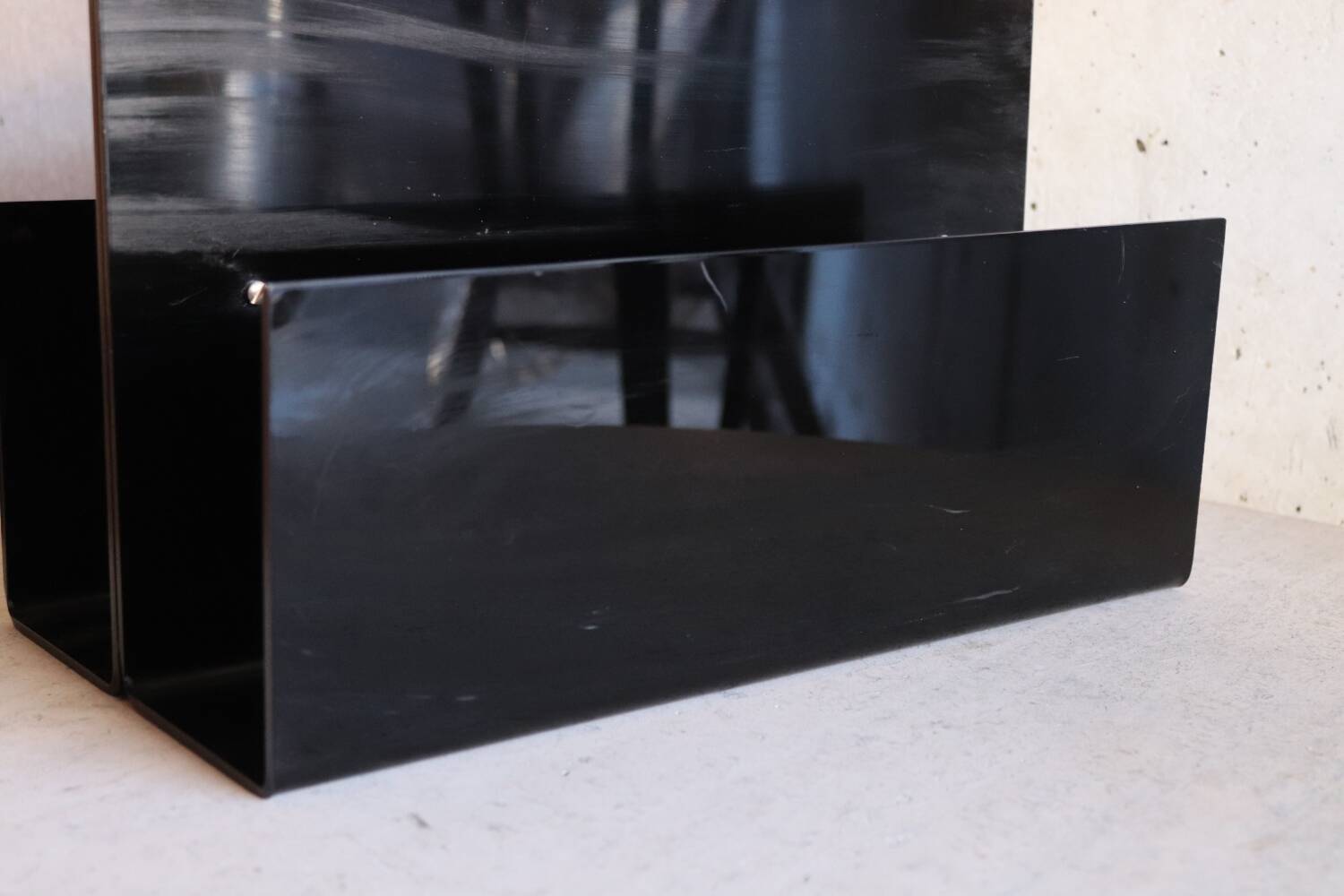 Roche Bobois 70's black plexi magazine rack