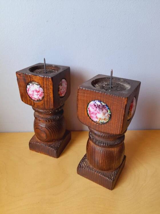 Brutalist candle holder pair Capo Esmaltes
