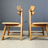 Vintage dutch brutalist oak dining chairs, 1960s