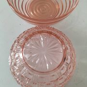 Duo coupelles verre pressé rose orangé
