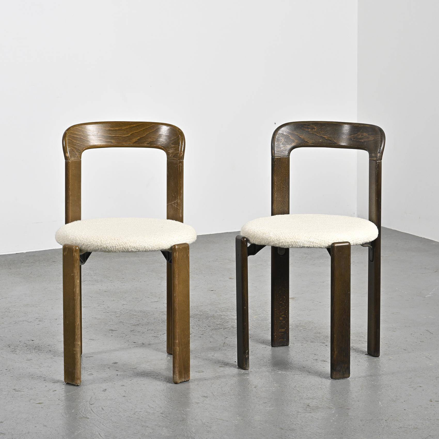 Set of 2 solid beech chairs by Bruno Rey Switzerland 1971