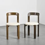 Set of 2 solid beech chairs by Bruno Rey Switzerland 1971