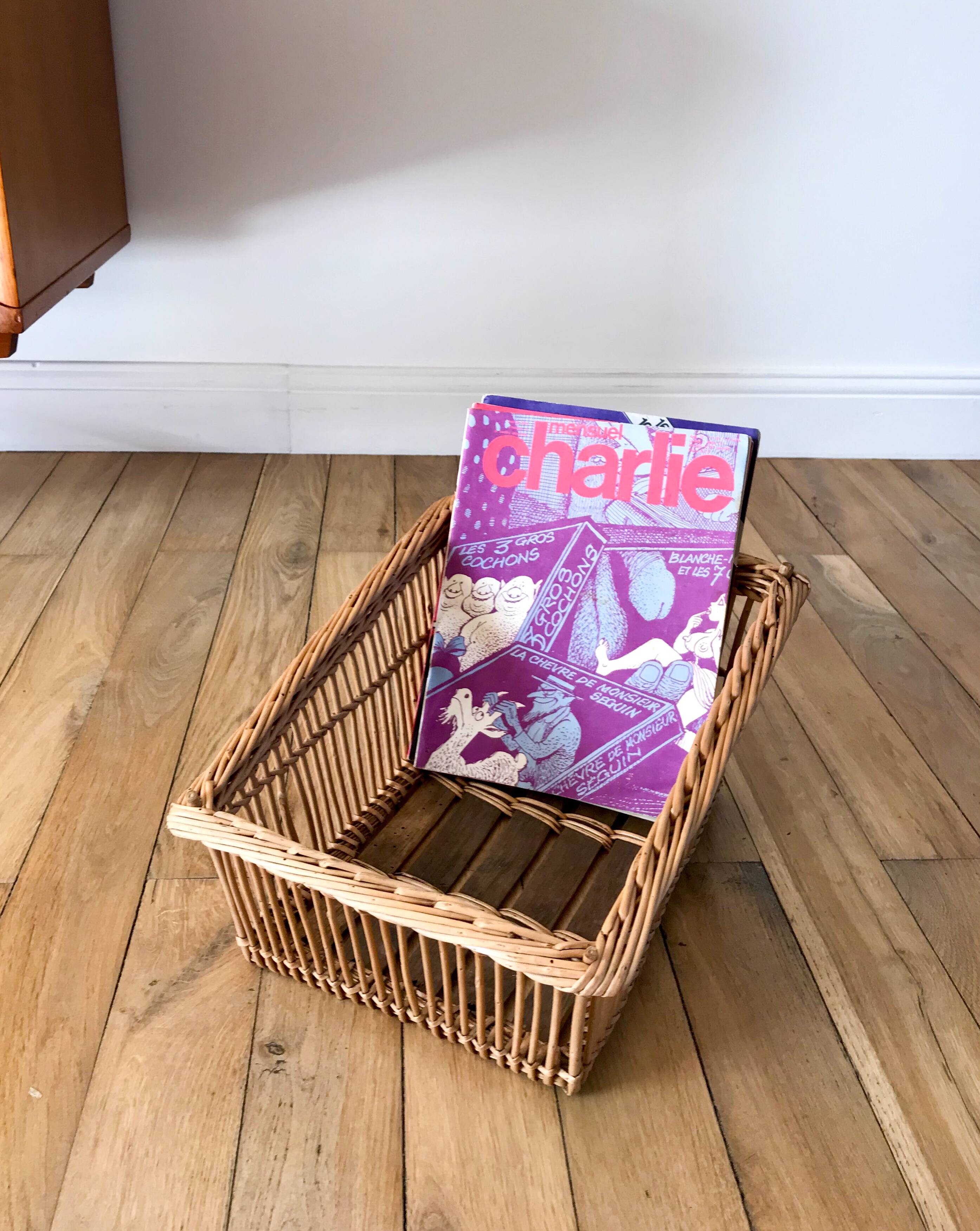 vintage wicker / rattan basket from the 70s