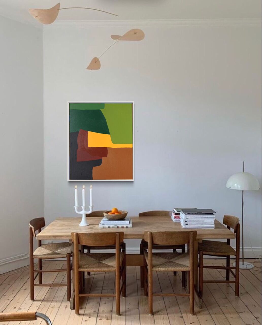Palette of green, acrylic on canvas