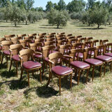 Set of 41 bistro chairs seated red skaï