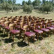 Set of 41 bistro chairs seated red skaï