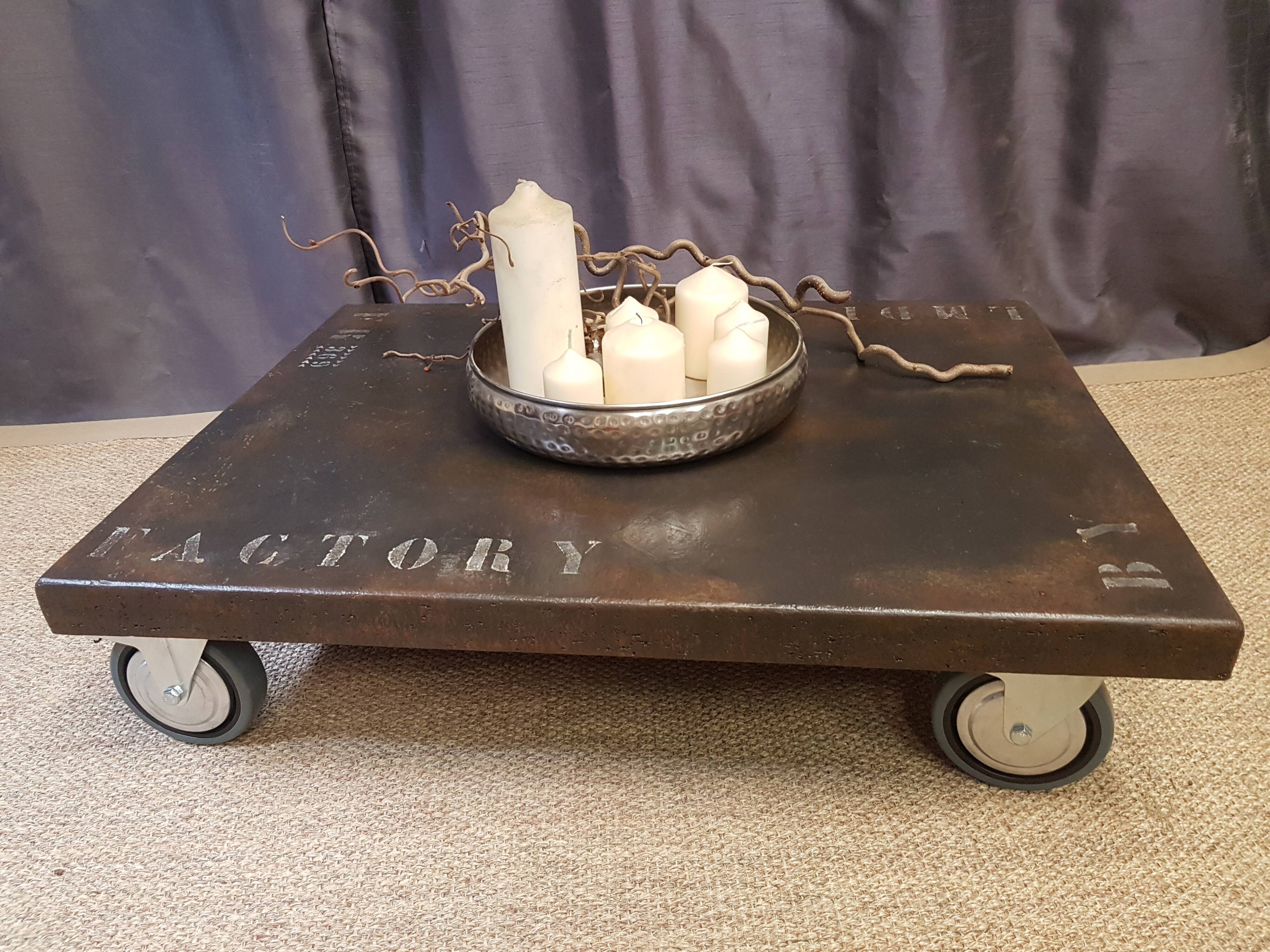 Coffee table on Industrial style wheels