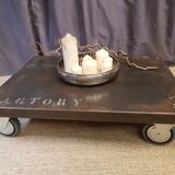 Coffee table on Industrial style wheels