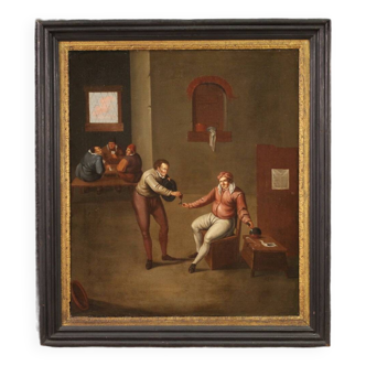 Flemish Interior Scene Painting from the 17th Century