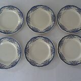 6 assiettes luneville k & g  décor villeray bleu faience ancienne