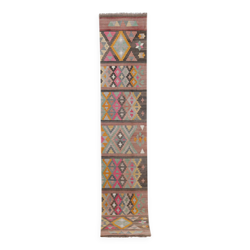 Tapis vintage turc de oushak tissé à la main 72x384 cm