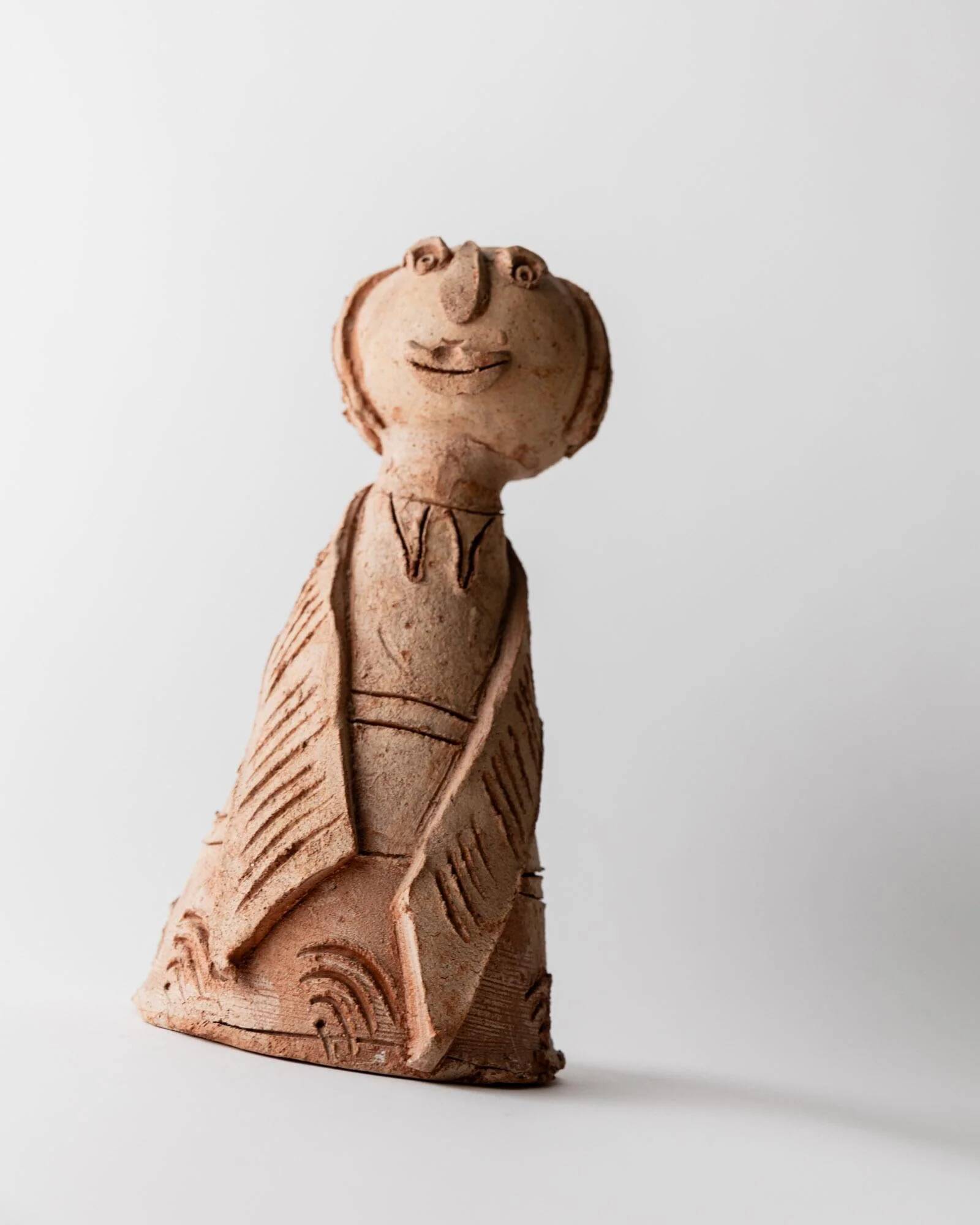 Vintage terracotta ceramic sculpture from the 1960s.