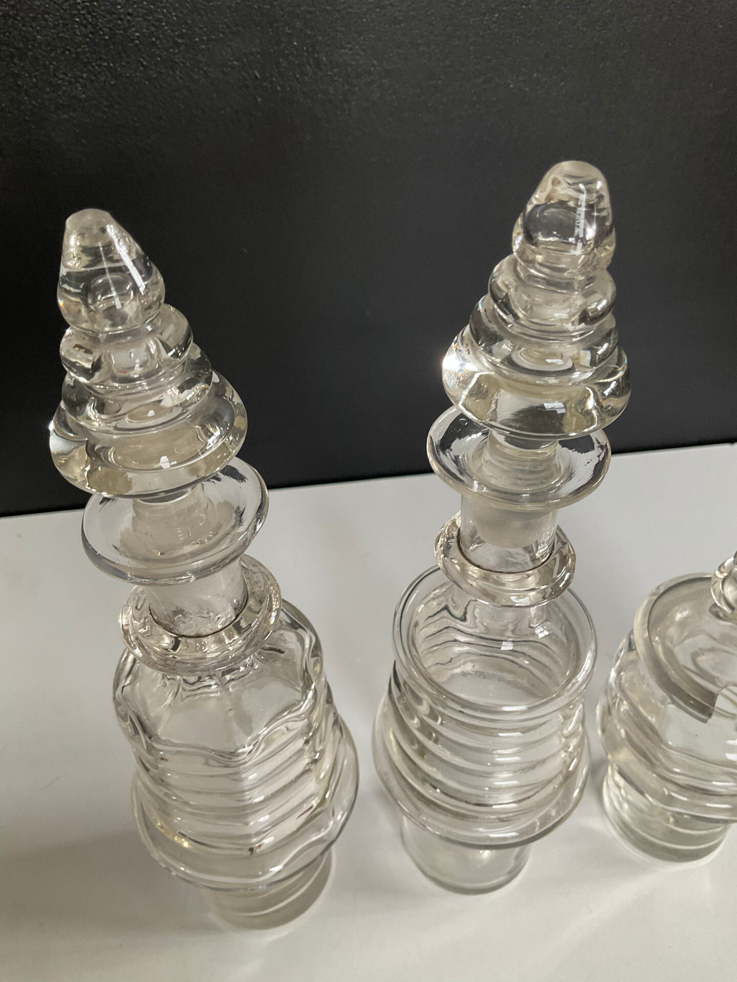 Set of 3 Art Deco crystal bottles