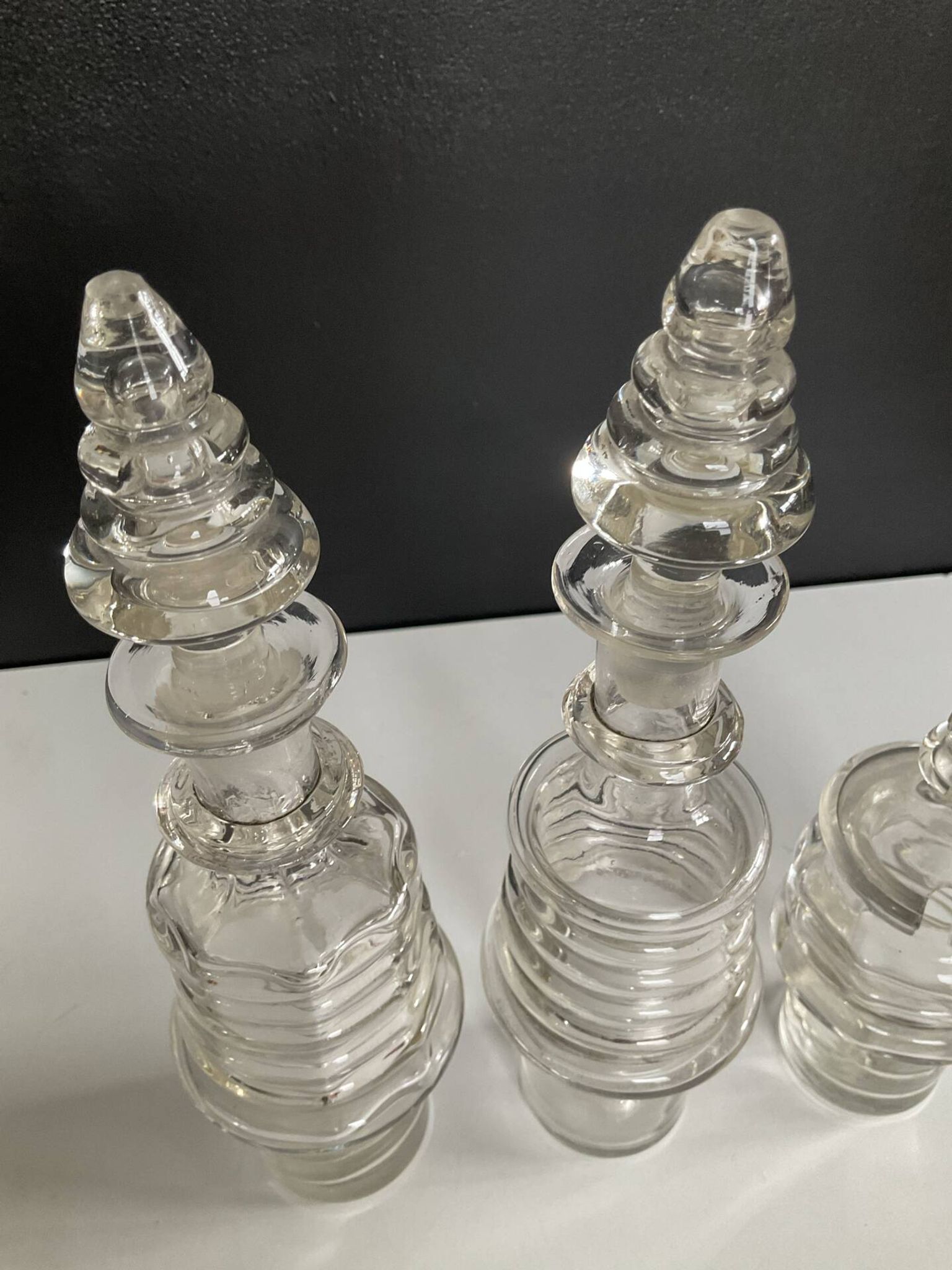 Set of 3 Art Deco crystal bottles