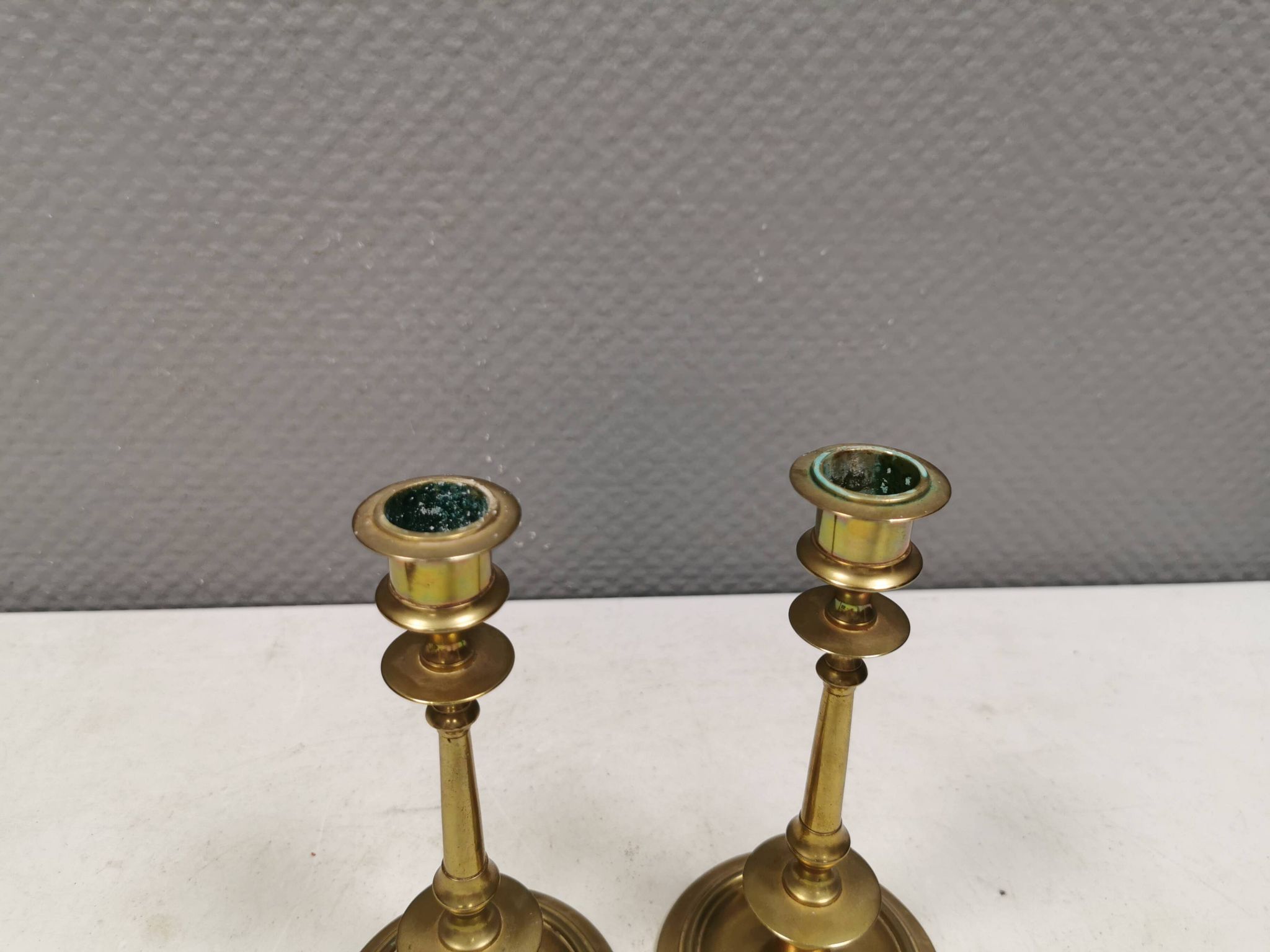 A set of slim vintage brass candlesticks, Denmark 1960-70s.