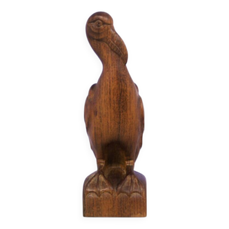 vintage wooden hand-carved statue bird