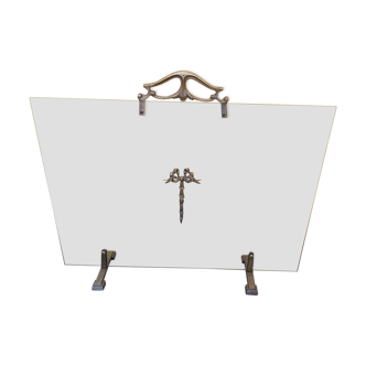 Firewall Vintage fireplace screen in glass and gilded bronze