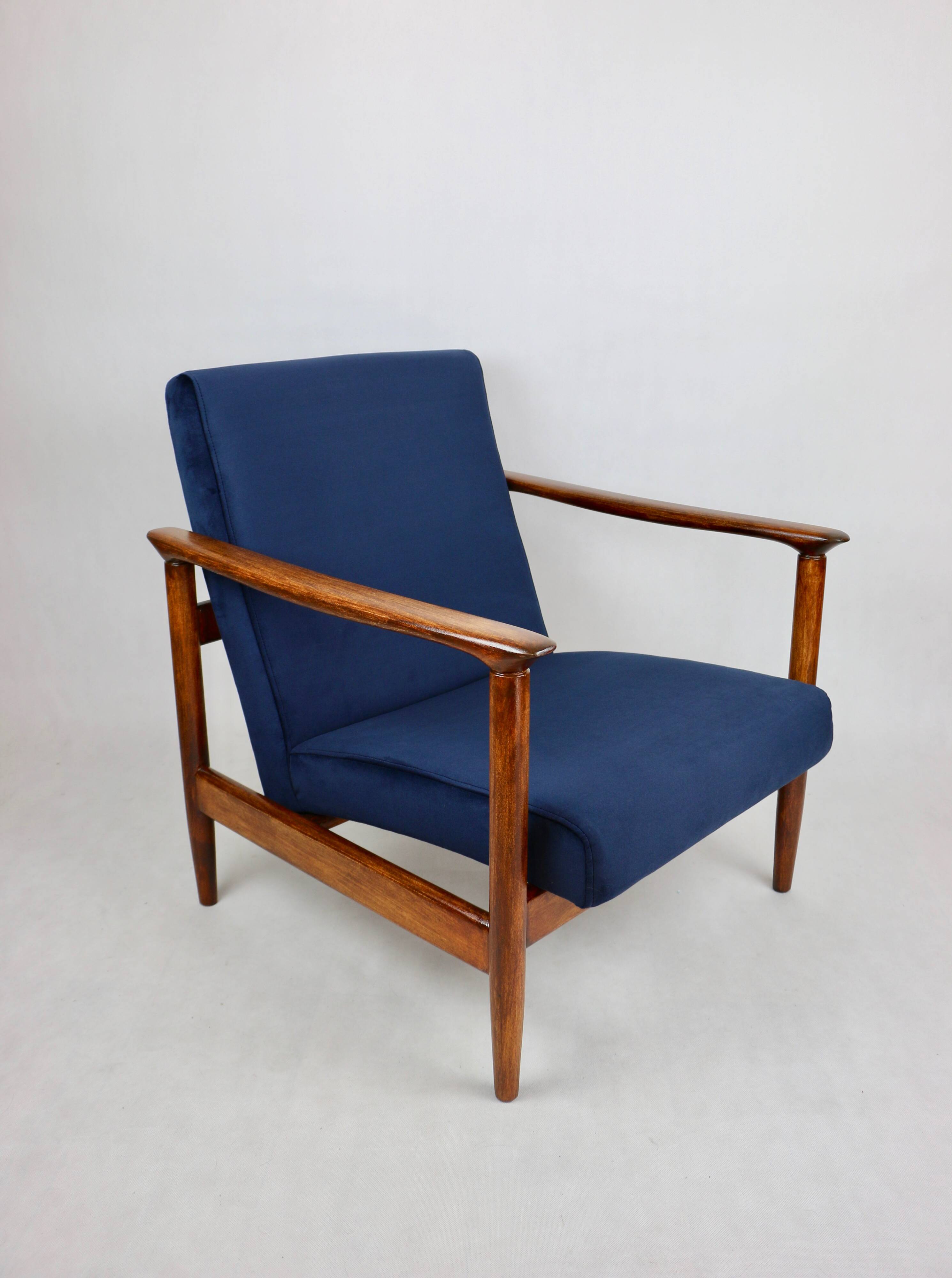 GFM-142 armchair, designed by Edmund Homa from the 70s, navy blue - 2 pieces available