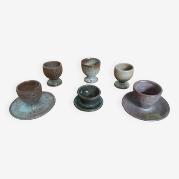 Mismatched stoneware egg cups