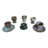 Mismatched stoneware egg cups