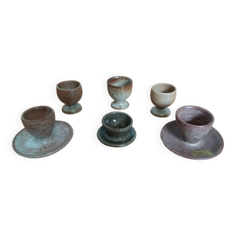 Mismatched stoneware egg cups