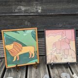 Set of 4 vintage frames ~ 70 for jungle decoration