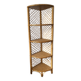 1960s-70s rattan corner shelf