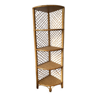 rattan corner shelf from the 60s and 70s