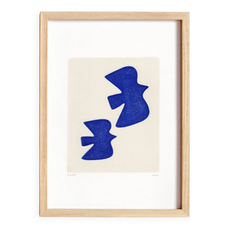 "birds" painting on paper - original illustration signed Eawy