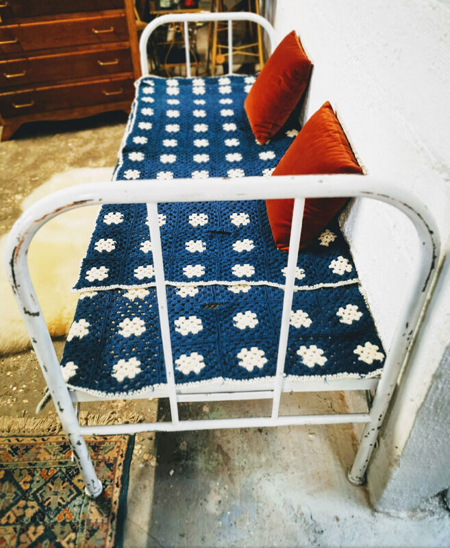 Folding iron boarding school bed