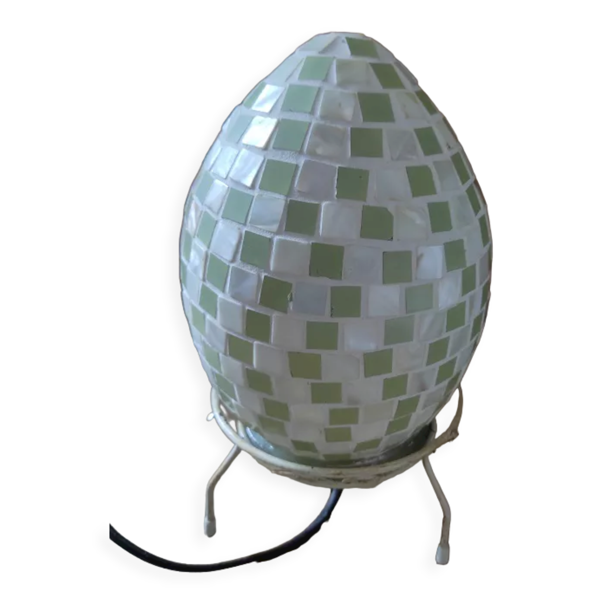 Green mosaic glass egg lamp night light