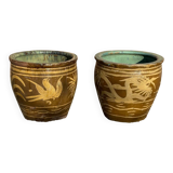 Two Very Large Chinese Antique Terracotta Dragon Pots