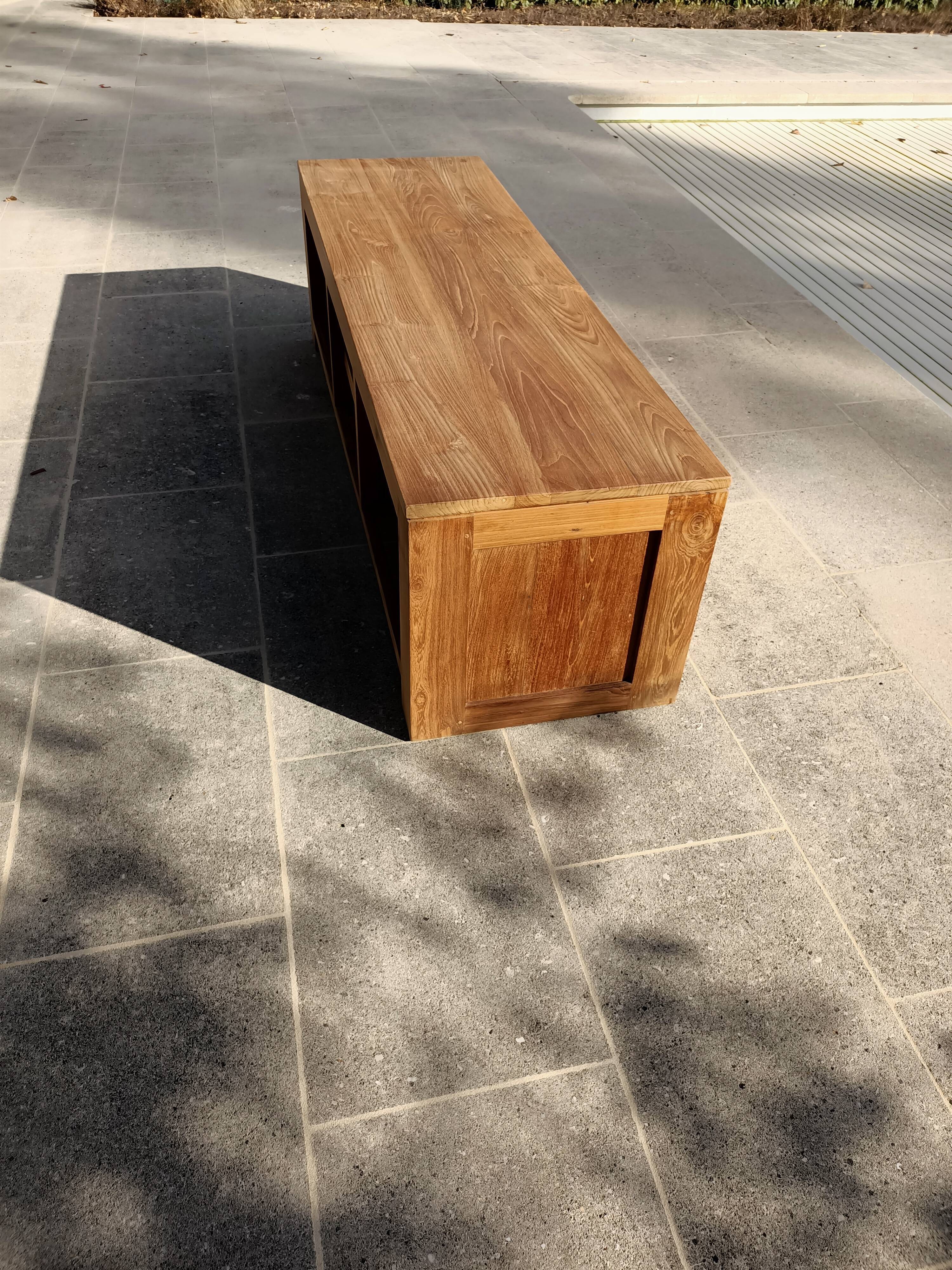 TV stand in solid teak