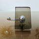 Chrome metal hook and smoked glass 70s