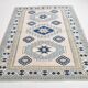 6x8 Vintage Rug İn Blue Tones, Turkish Wool Pattern Rug, 225x178 Cm