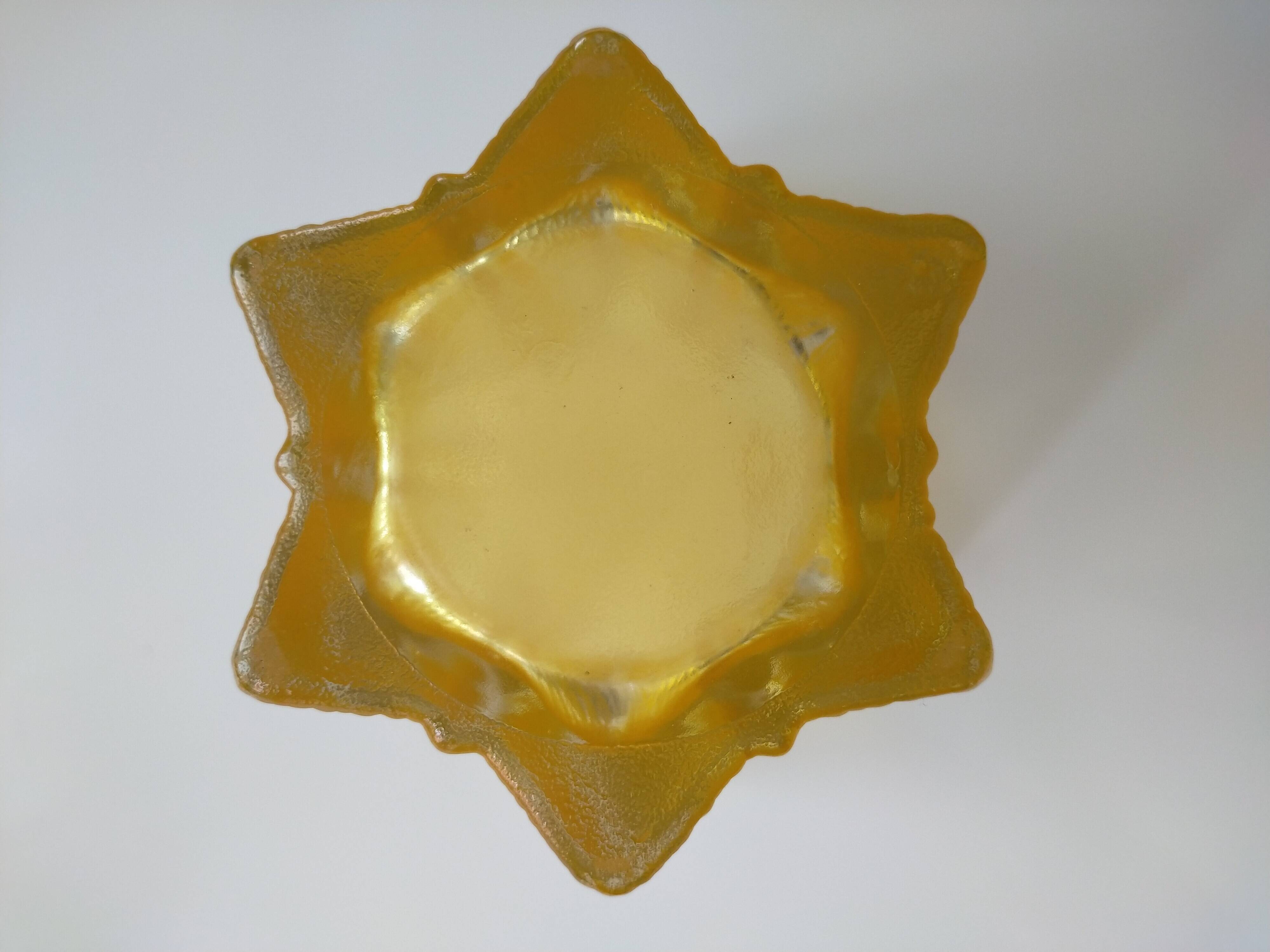 Art Deco yellow glass star-shaped vase Walther Glas Germany