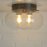 Set of 2 Vintage Space Age Stye Sconces Copper Flush Mount Lights 1980's