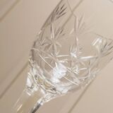 Transparent crystal glass XL Saint Louis wine glass with a faceted stem, France, 1930s