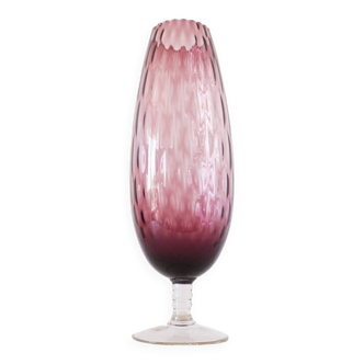 Grand vase en verre soufflé italien Empoli 1960