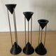 Trio of Post Modern metal candle holders